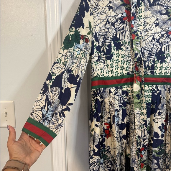 Dalia MacPhee long-sleeve floral pleated midi dress Large - Picture 12 of 12